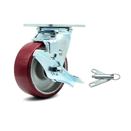 Service Caster 5 Inch Poly on Aluminum Caster with Roller Bearing and Brake/Swivel Lock SCC SCC-30CS520-PAR-TLB-BSL